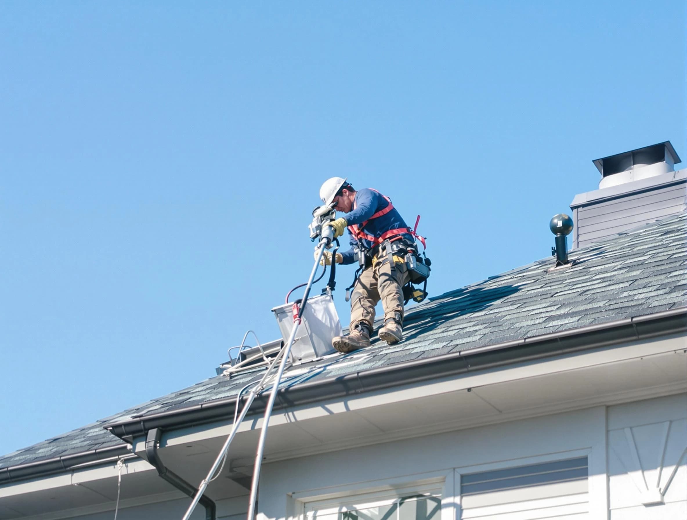 Placitas Dryer Vent Cleaning certified technician cleaning a roof-mounted dryer vent system in Placitas