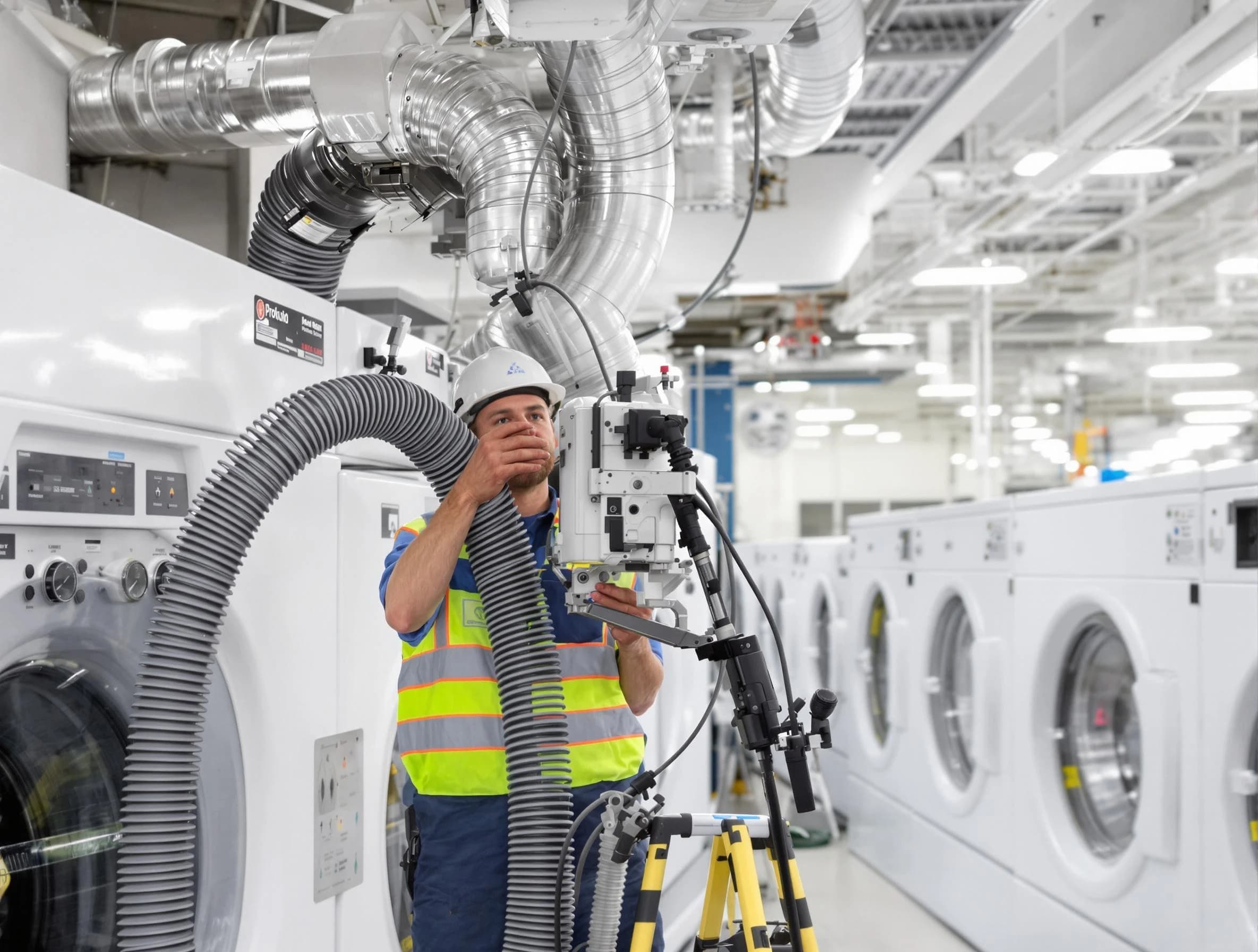 Placitas Dryer Vent Cleaning team performing commercial-grade dryer vent cleaning at a business facility in Placitas