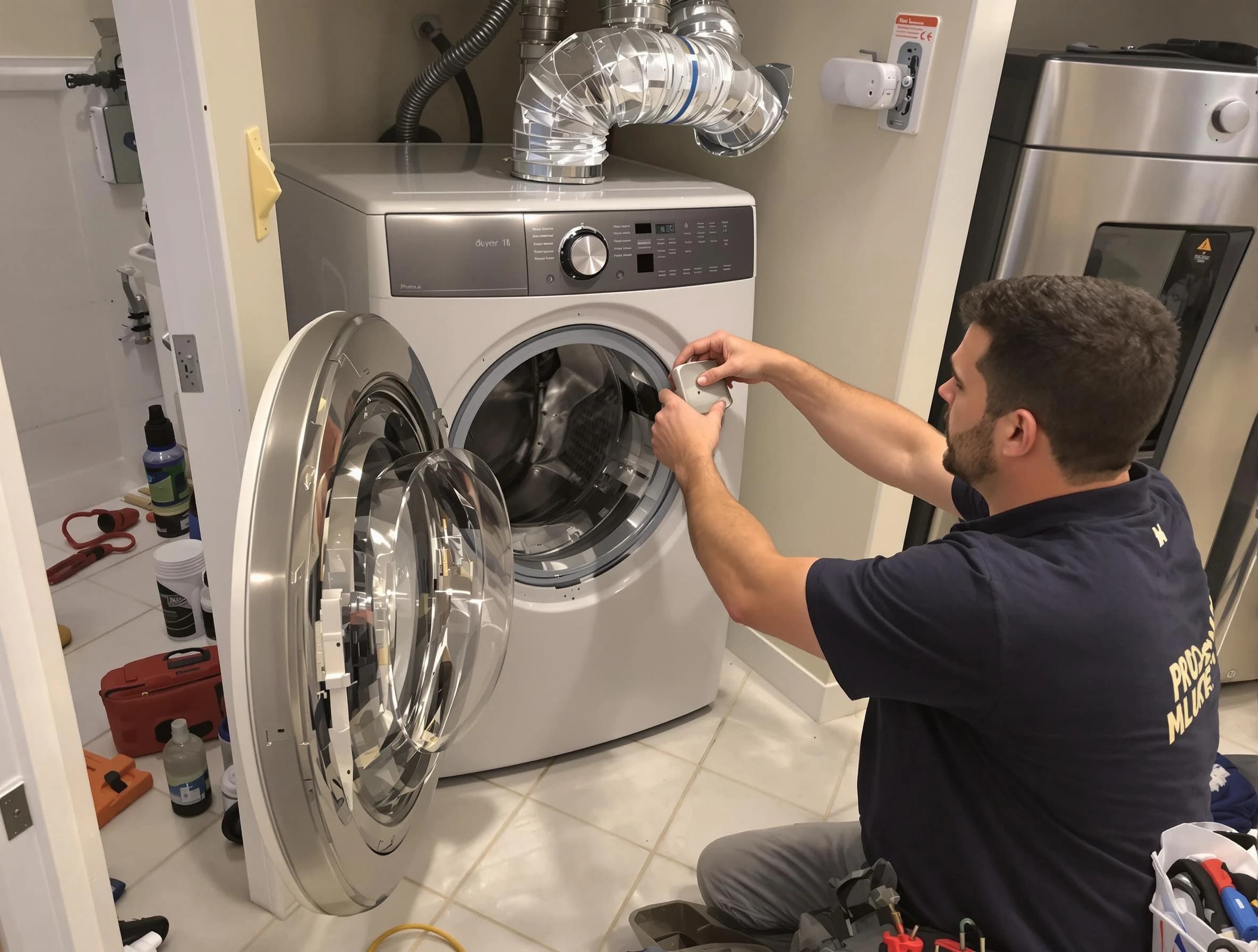Placitas Dryer Vent Cleaning technician performing precise dryer vent hose installation in Placitas