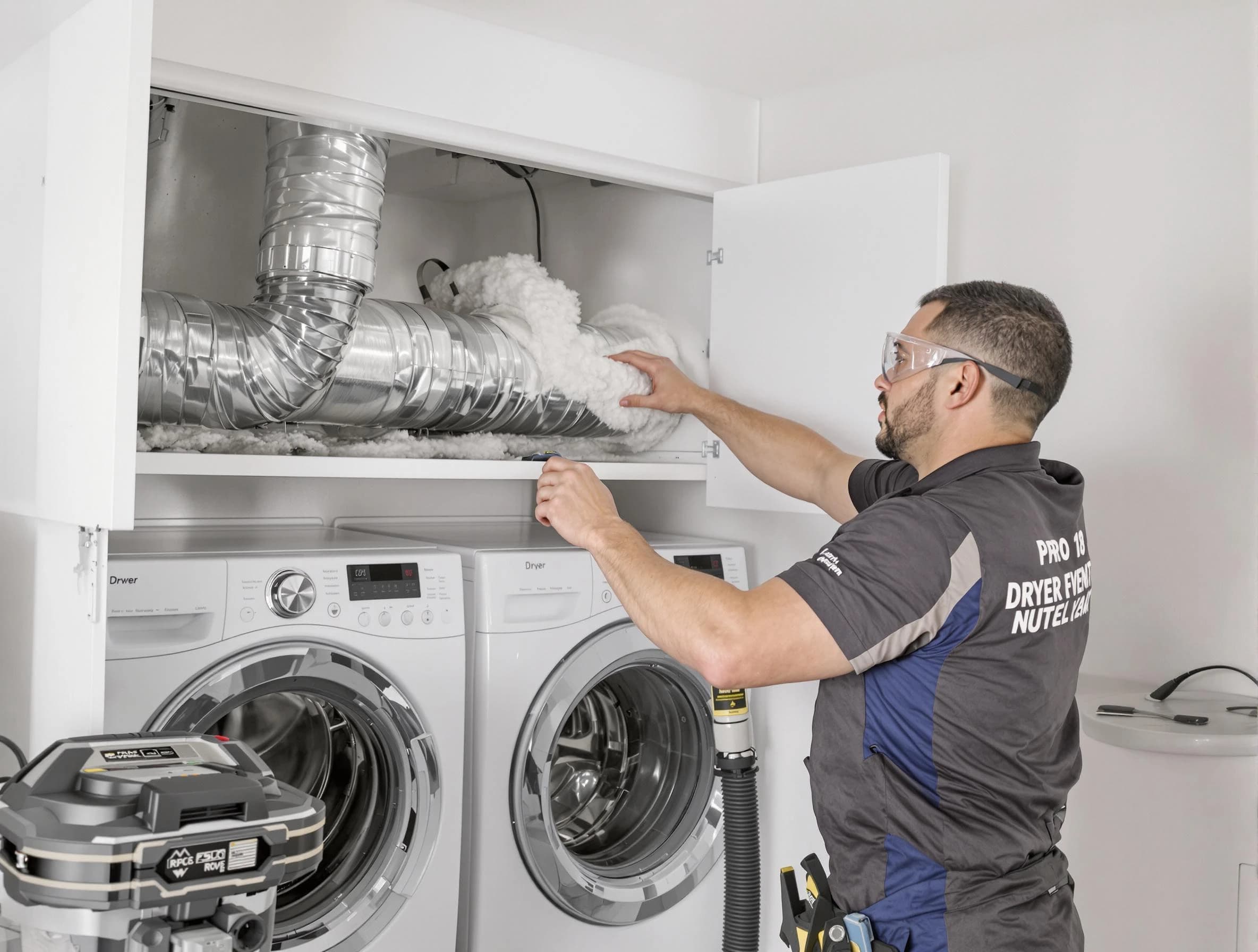 Placitas Dryer Vent Cleaning certified technician performing specialized gas dryer vent cleaning in Placitas